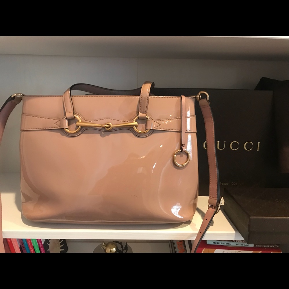 Authentic Gucci horsebit patent leather handbag